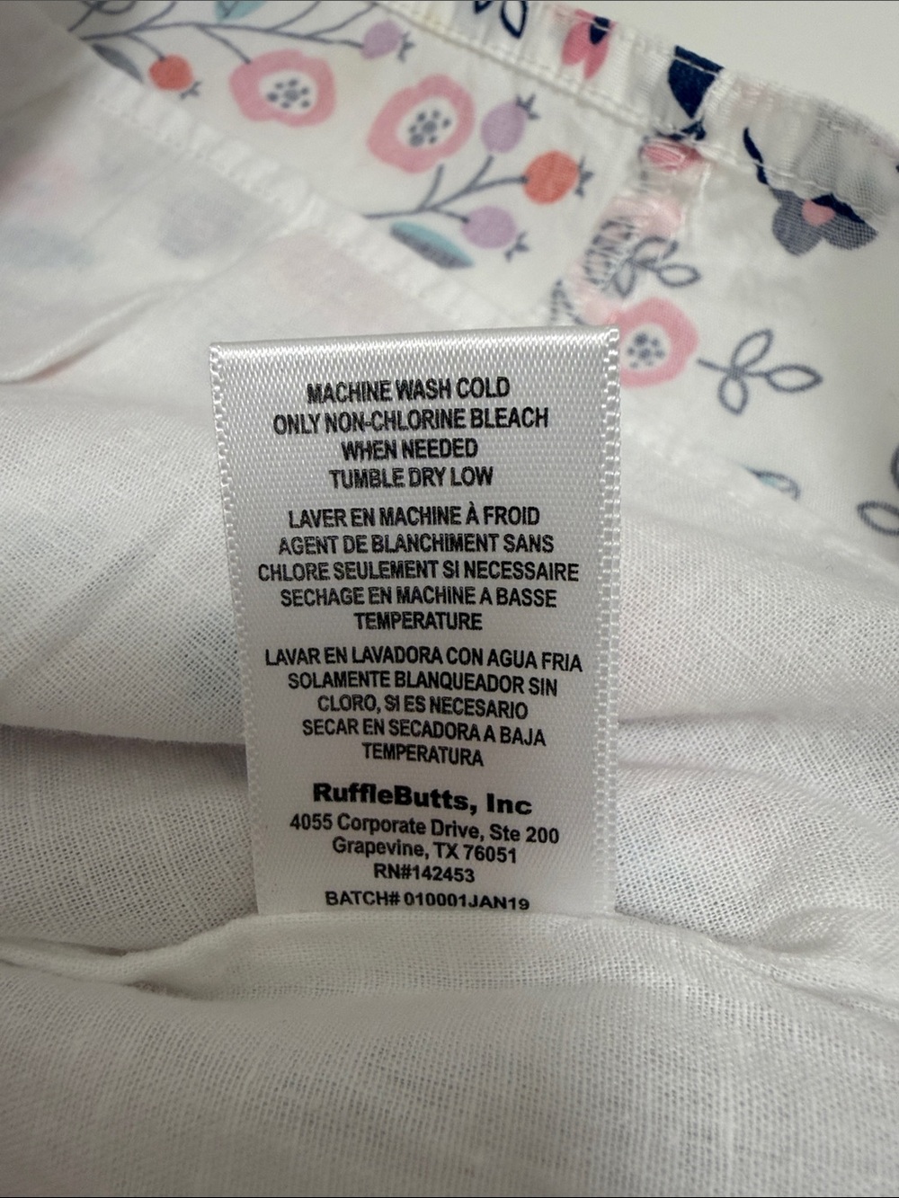 Ruffle Butts Floral Ruffle Sleeve Blouse in White and Pink sz 7 - Picture 7 of 7